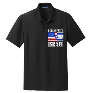 I Stand With Israel Patriotic, USA and Israel Flag Dry Zone Grid Polo