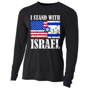 I Stand With Israel Patriotic, USA and Israel Flag Cooling Performance Long Sleeve Crew