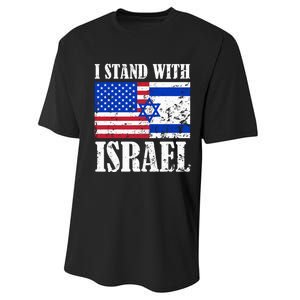 I Stand With Israel Patriotic, USA and Israel Flag Performance Sprint T-Shirt