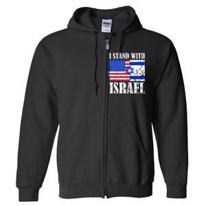 I Stand With Israel Patriotic, USA and Israel Flag Full Zip Hoodie