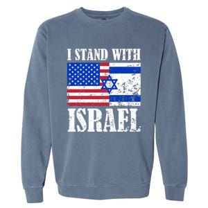 I Stand With Israel Patriotic, USA and Israel Flag Garment-Dyed Sweatshirt