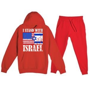 I Stand With Israel Patriotic, USA and Israel Flag Premium Hooded Sweatsuit Set