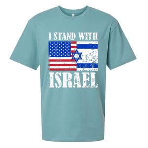 I Stand With Israel Patriotic, USA and Israel Flag Sueded Cloud Jersey T-Shirt