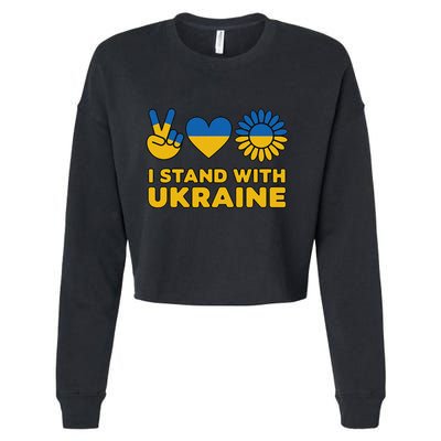 I Stand With Ukraine Save Free Support Ukraine Retro Vintage Cropped Pullover Crew