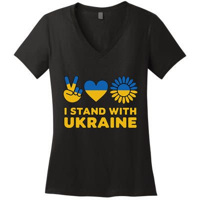 I Stand With Ukraine Save Free Support Ukraine Retro Vintage Women's V-Neck T-Shirt
