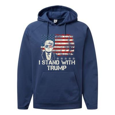 I Stand With Trump Pro Trump Supporter Free Trump Performance Fleece Hoodie