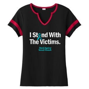 I Stand With The Victims Sexual Assault Awareness Cute Gift Ladies Halftime Notch Neck Tee