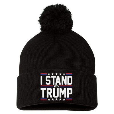 I Stand With Trump Pom Pom 12in Knit Beanie