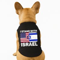 I Stand With Israel Usa American Flag With Israel Flag Doggie Tank