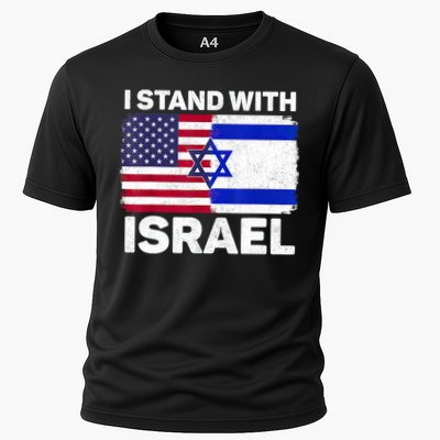 I Stand With Israel Usa American Flag With Israel Flag Performance Shirt