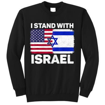 I Stand With Israel Usa American Flag With Israel Flag Sweatshirt