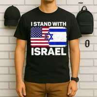 I Stand With Israel Usa American Flag With Israel Flag T-Shirt