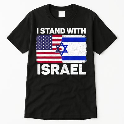I Stand With Israel Usa American Flag With Israel Flag Tall T-Shirt