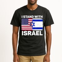 I Stand With Israel Usa American Flag With Israel Flag Tall T-Shirt