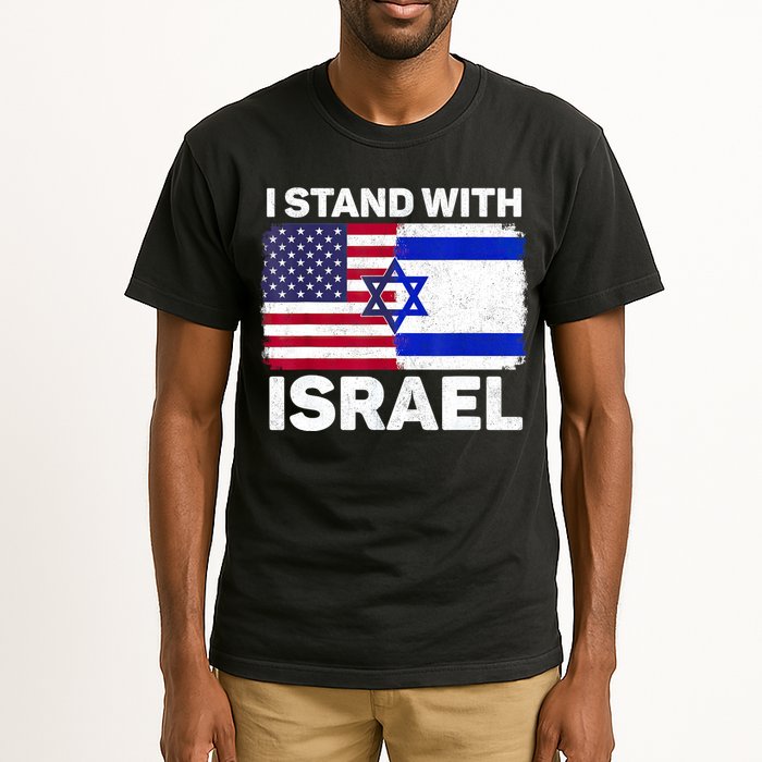 I Stand With Israel Usa American Flag With Israel Flag Tall T-Shirt