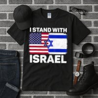 I Stand With Israel Usa American Flag With Israel Flag Tall T-Shirt