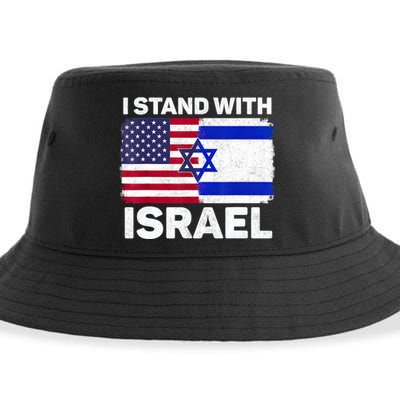 I Stand With Israel Usa American Flag With Israel Flag Sustainable Bucket Hat