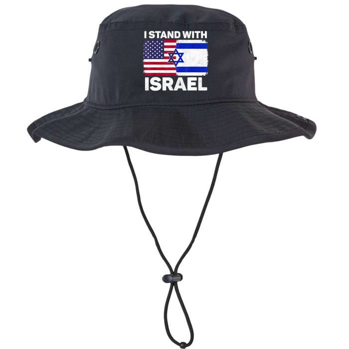 I Stand With Israel Usa American Flag With Israel Flag Bucket Hat