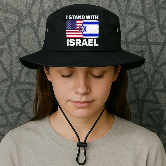 I Stand With Israel Usa American Flag With Israel Flag Bucket Hat