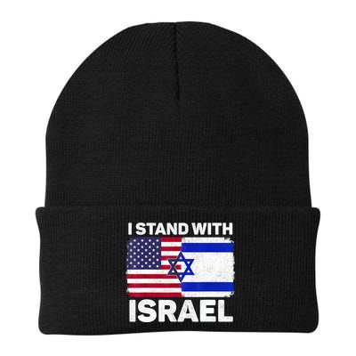 I Stand With Israel Usa American Flag With Israel Flag Beanie