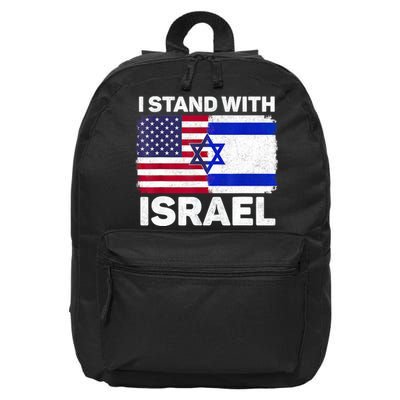 I Stand With Israel Usa American Flag With Israel Flag 16 in Basic Backpack