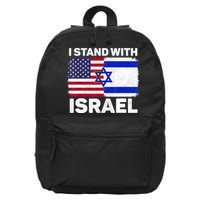 I Stand With Israel Usa American Flag With Israel Flag 16 in Basic Backpack