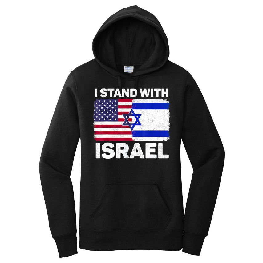 I Stand With Israel Usa American Flag With Israel Flag Women's Pullover Hoodie