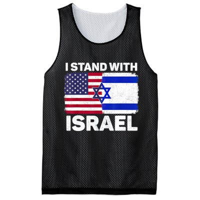I Stand With Israel Usa American Flag With Israel Flag Mesh Reversible Basketball Jersey Tank