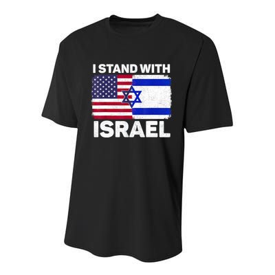 I Stand With Israel Usa American Flag With Israel Flag Youth Performance Sprint T-Shirt