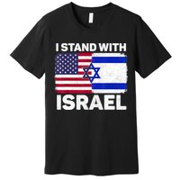 I Stand With Israel Usa American Flag With Israel Flag Premium T-Shirt