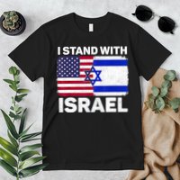 I Stand With Israel Usa American Flag With Israel Flag Premium T-Shirt