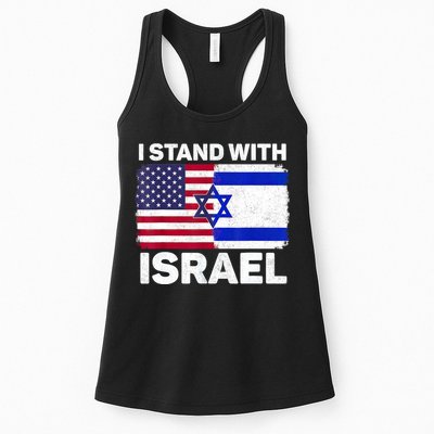 I Stand With Israel Usa American Flag With Israel Flag Womens Tank Top