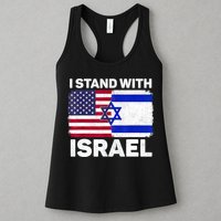 I Stand With Israel Usa American Flag With Israel Flag Womens Tank Top