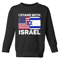 I Stand With Israel Usa American Flag With Israel Flag Toddler Sweatshirt