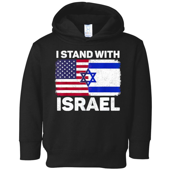 I Stand With Israel Usa American Flag With Israel Flag Toddler Hoodie