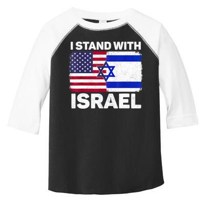 I Stand With Israel Usa American Flag With Israel Flag Toddler Fine Jersey T-Shirt