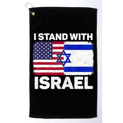I Stand With Israel Usa American Flag With Israel Flag Golf Towel