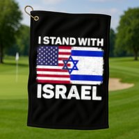 I Stand With Israel Usa American Flag With Israel Flag Golf Towel