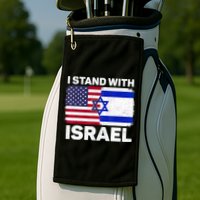 I Stand With Israel Usa American Flag With Israel Flag Golf Towel