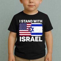 I Stand With Israel Usa American Flag With Israel Flag Toddler T-Shirt