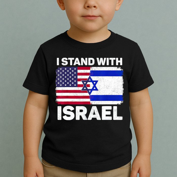 I Stand With Israel Usa American Flag With Israel Flag Toddler T-Shirt