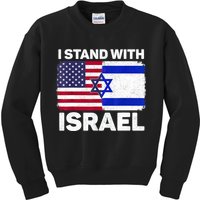 I Stand With Israel Usa American Flag With Israel Flag Kids Sweatshirt