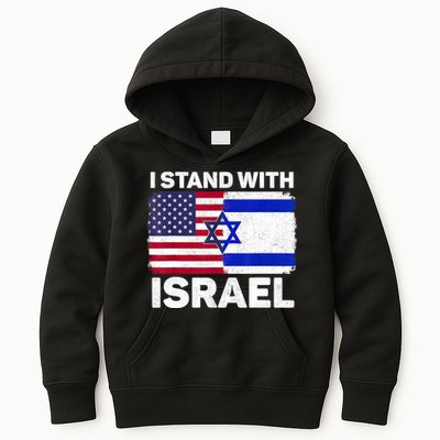 I Stand With Israel Usa American Flag With Israel Flag Kids Hoodie