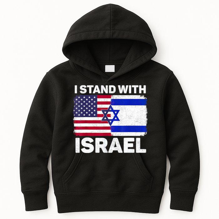 I Stand With Israel Usa American Flag With Israel Flag Kids Hoodie