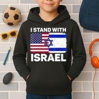 I Stand With Israel Usa American Flag With Israel Flag Kids Hoodie