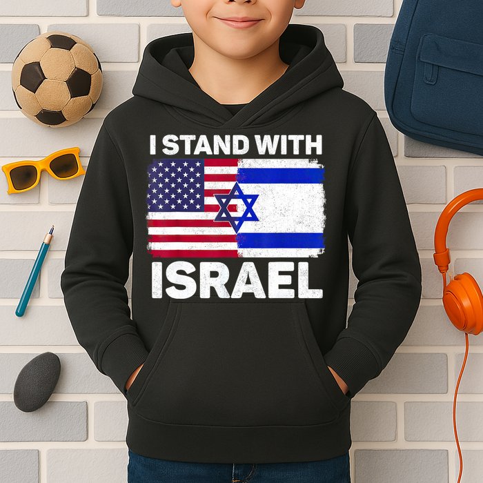 I Stand With Israel Usa American Flag With Israel Flag Kids Hoodie