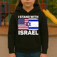 I Stand With Israel Usa American Flag With Israel Flag Kids Hoodie