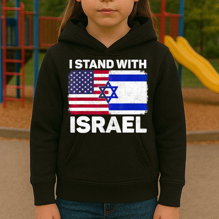I Stand With Israel Usa American Flag With Israel Flag Kids Hoodie