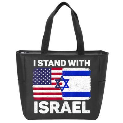 I Stand With Israel Usa American Flag With Israel Flag Zip Tote Bag