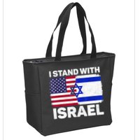 I Stand With Israel Usa American Flag With Israel Flag Zip Tote Bag